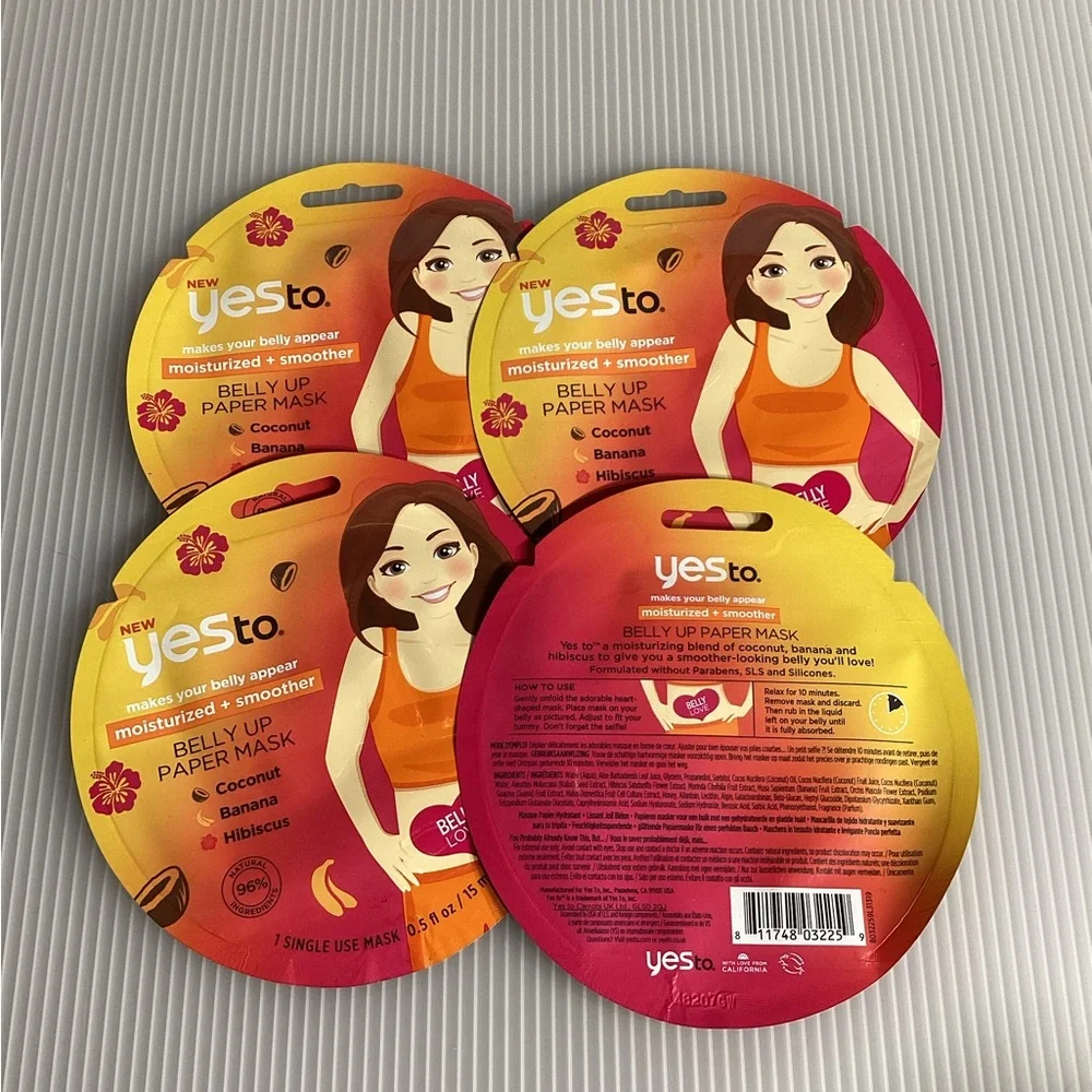 Set of 4 Yes To Belly Up Paper Mask
